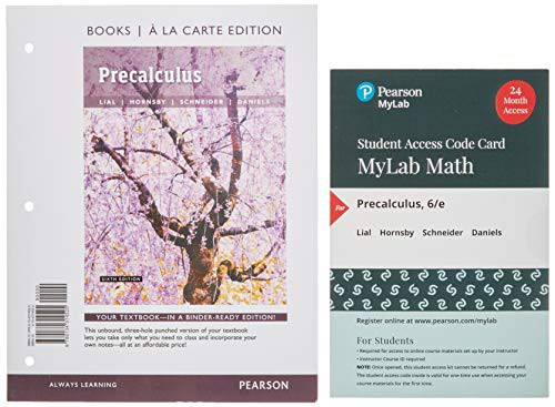 Cover for Precalculus, Loose-Leaf Edition Plus MyLab Math with Pearson eText -- 18 Week Access Card Package