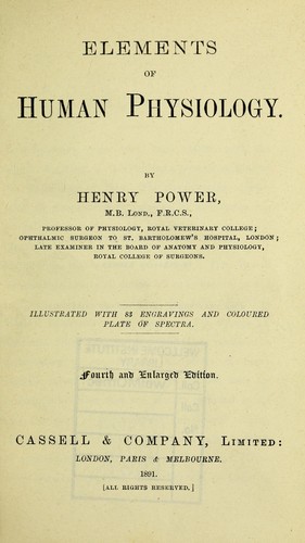 Cover for Elements of human physiology