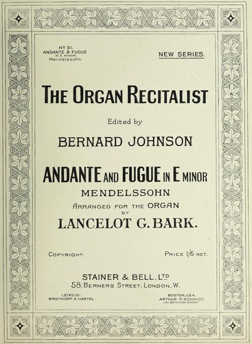 Cover for Andante and fugue in E minor