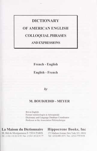 Cover for Dictionnaire des locutions et expressions courantes anglo-americanines