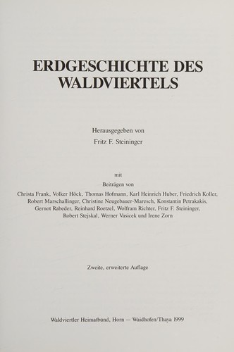 Cover for Erdgeschichte des Waldviertels (Schriftenreihe des Waldviertler Heimatbundes)