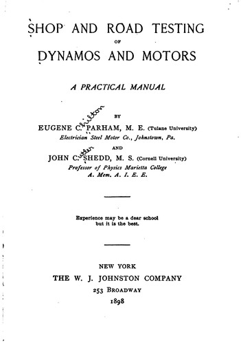 Cover for Shop and Road Testing of Dynamos and Motors: A Practical Manual