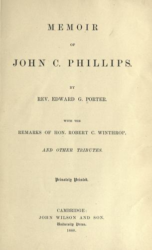 Cover for Memoir of John C. Phillips