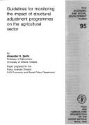 Cover for Guidelines for monitoring the impact of structural adjustment programmes on the agricultural sector