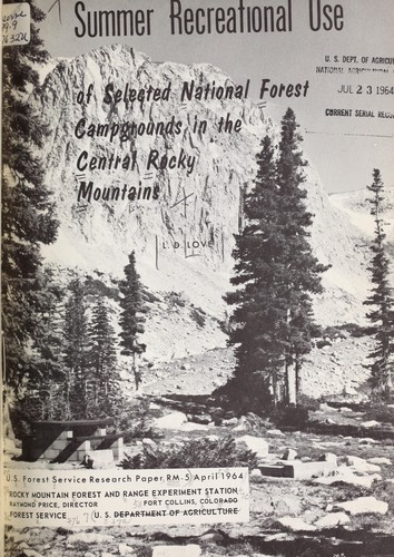 Cover for Summer recreational use of selected national forest campgrounds in the central Rocky Mountains