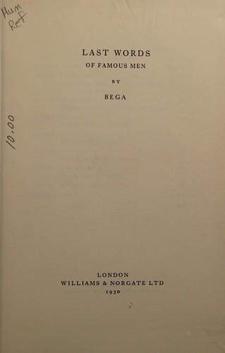 Cover for Last words of famous men.