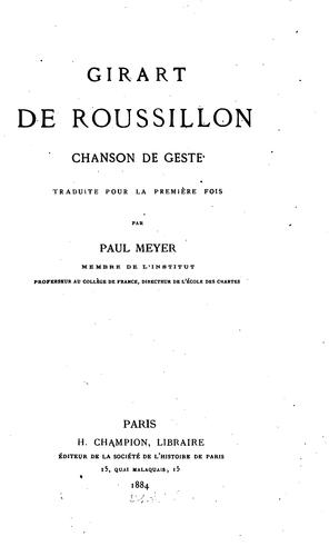 Cover for Girart de Roussillon