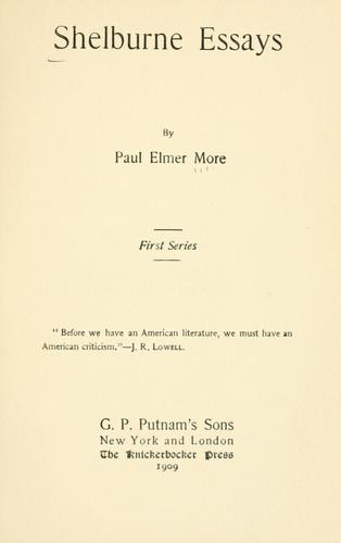 Cover for Shelburne essays, first series