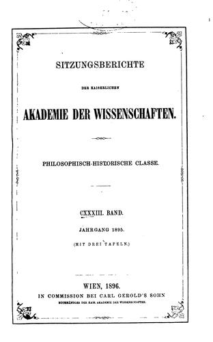 Cover for Sitzungsberichte der philosophisch-historischen Classe der kaiserlichen Akademie der Wissenschaften