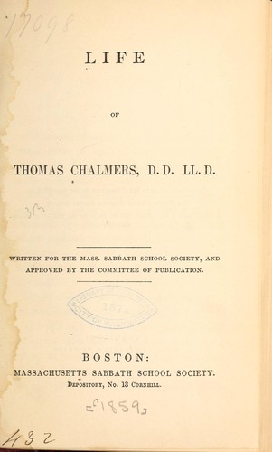 Cover for Life of Thomas Chalmers, D.D., LL.D.