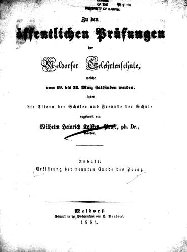 Cover for Erklärung der neunten Epode des Horaz