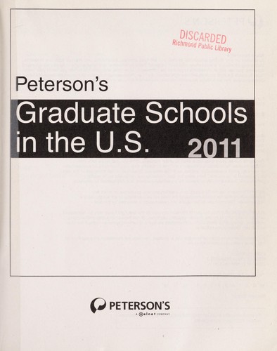 Cover for Peterson's graduate schools in the U.S. 2011