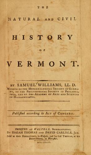 Cover for The natural and civil history of Vermont