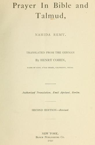Cover for Prayer in Bible and Talmud
