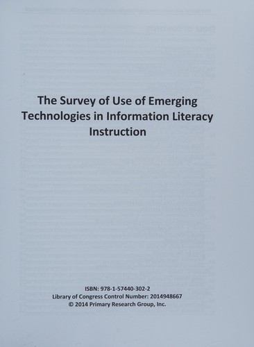 Cover for The survey of use of emerging technologies in information literacy instruction