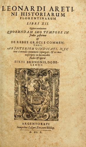 Cover for Leonardi Aretini Historiarum Florentinarum libri XII