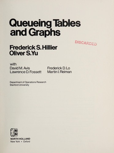Cover for Queueing tables and graphs