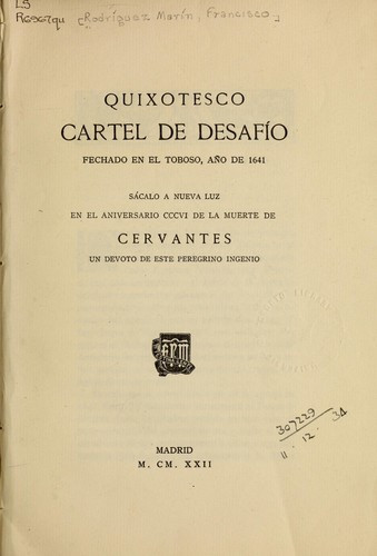 Cover for Quixotesco cartel de desafío