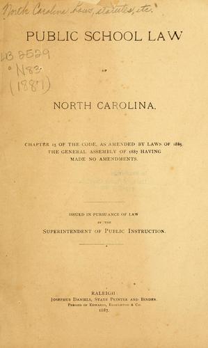Cover for Public school law of North Carolina, chapter 15 of the Code