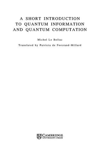 Cover for A short introduction to quantum information and quantum computation