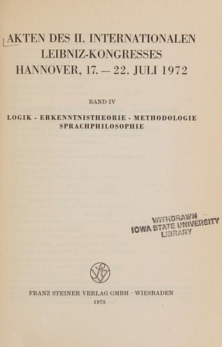 Cover for Akten des II. Internationalen Leibniz-Kongresses