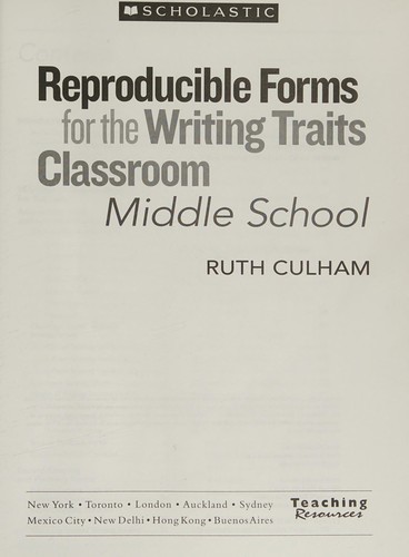 Cover for Reproducible forms for the writing traits classroom