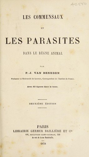 Cover for Les commensaux et les parasites dans le r©·gne animal