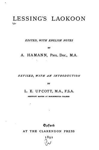 Cover for Lessing's Laokoon