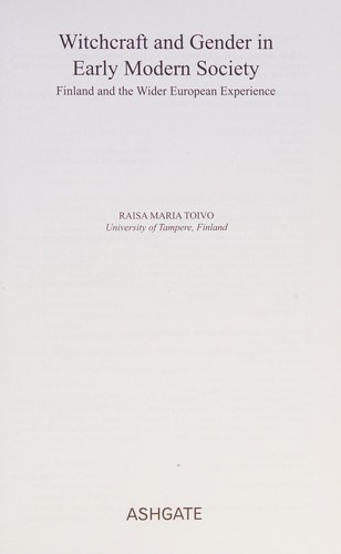Cover for Witchcraft and gender in early modern society