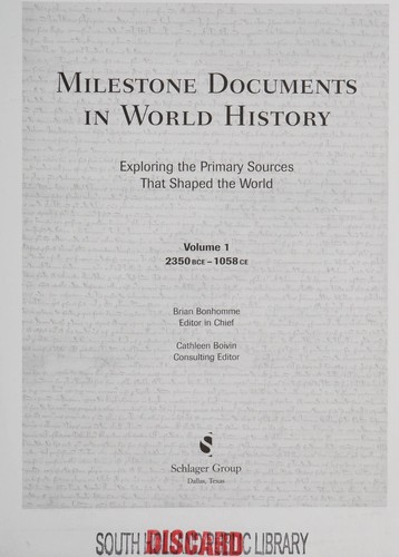 Cover for Milestone documents in world history