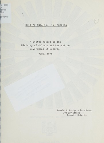 Cover for Multiculturalism in Ontario