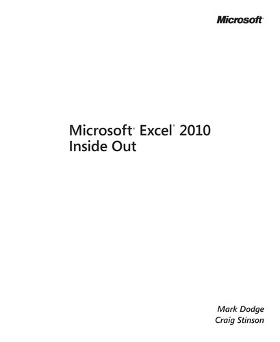 Cover for Microsoft Excel 2010 inside out