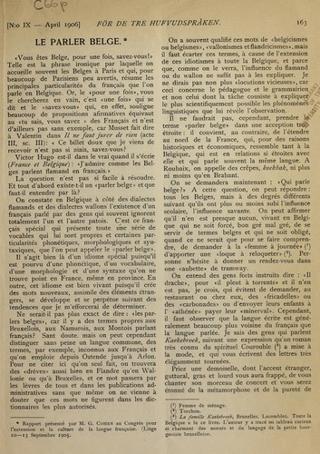 Cover for Le parler belge