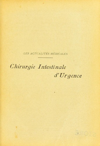 Cover for Chirurgie intestinale d'urgence