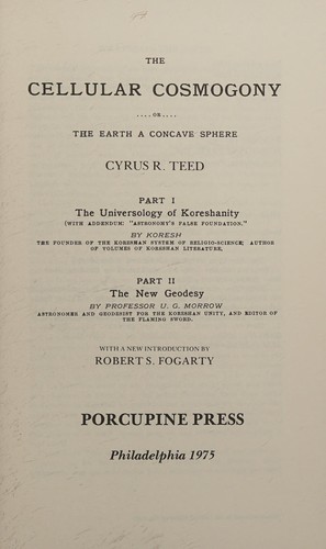 Cover for The cellular cosmogony