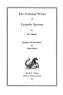 Cover for The collected works of Lysander Spooner.