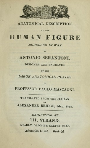 Cover for Anatomical description of the human figure modelled in wax ... exhibiting at 111 Strand