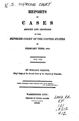 Cover for Reports of Cases Argued and Adjudged in the Supreme Court of the United States
