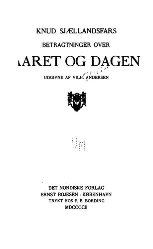 Cover for Knud Sjællandsfars betragtninger over aaret og dagen
