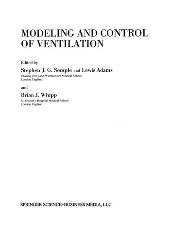 Cover for Modeling and Control of Ventilation
