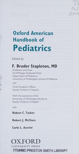 Cover for Oxford American handbook of pediatrics