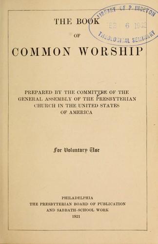 Cover for The book of common worship