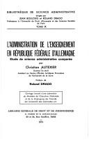 Cover for L' administration de l'enseignement en République fédérale d'Allemagne