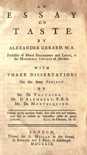 Cover for An essay on taste