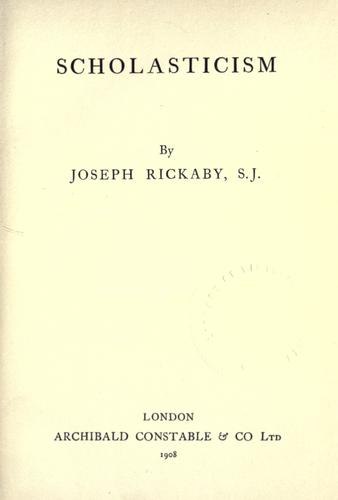 Cover for Scholasticism