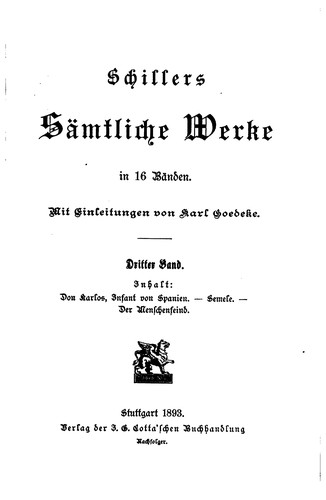 Cover for Schillers sämtliche Werke in 16 Bänden
