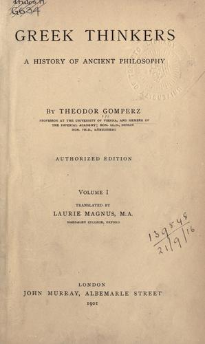 Cover for Greek thinkers