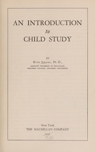 Cover for An introduction to child study