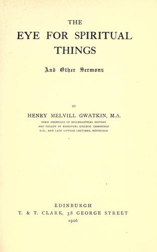 Cover for The eye for spiritual things