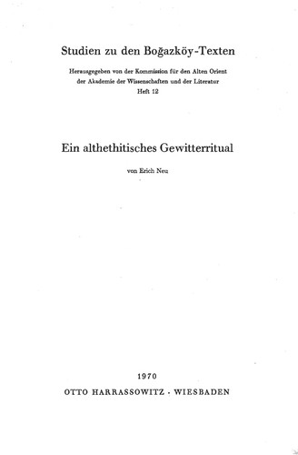 Cover for Ein althethitisches Gewitteritual